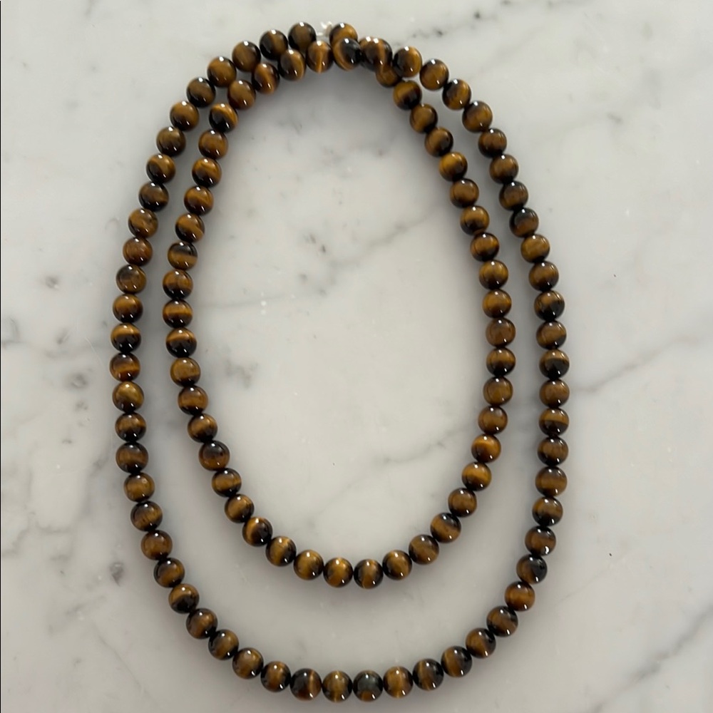 Vintage Opera Length Tiger Eye Necklace